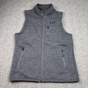 Simply Southern Sweater Vest Men's Large Gray Preppy Fleece Lined Golf Pockets